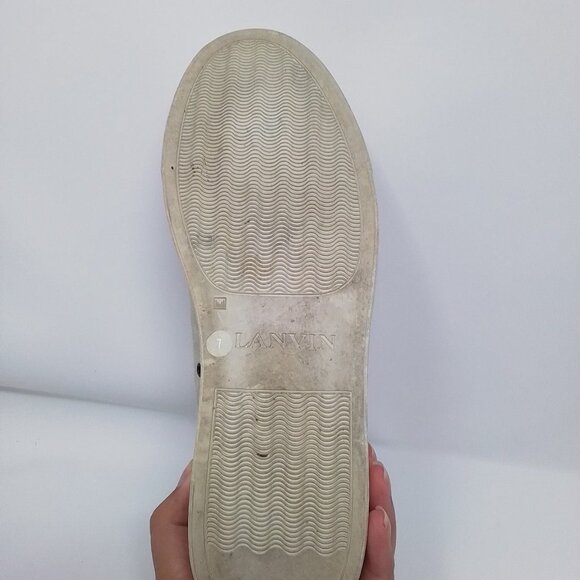 LANVIN Copper Suede Patent Leather Cap Toe Sneakers made in Italy Sz 7 - Picture 8 of 8